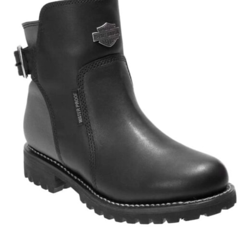 Harley-Davidson Women’s Cinder Black Leather Waterproof Ankle Motocycle Boots